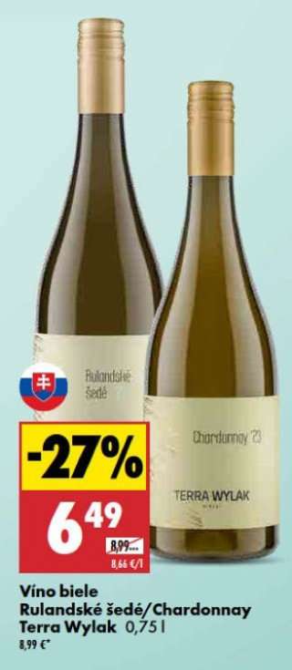 Víno biele Rulandské šedé/Chardonnay Terra Wylak 0,75 l