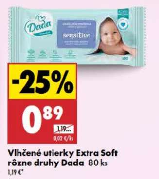 Vlhčené utierky extra soft rôzne druhy Dada 80 ks