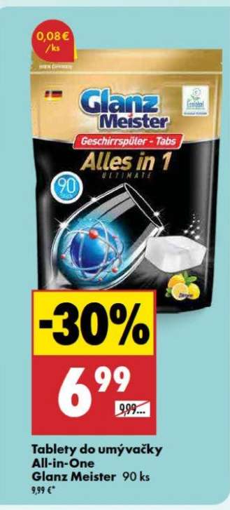 Tablety do umývačky All-in-One Glanz Meister 90 ks