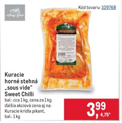 Kuracie horné stehná „sous vide“ Sweet Chilli