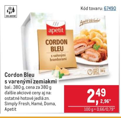 Cordon bleu s varenými zemiakmi