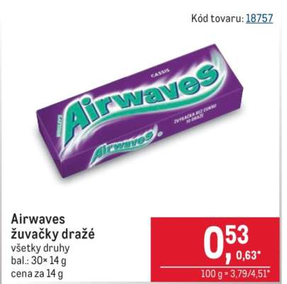 Airwaves žuvačky dražé