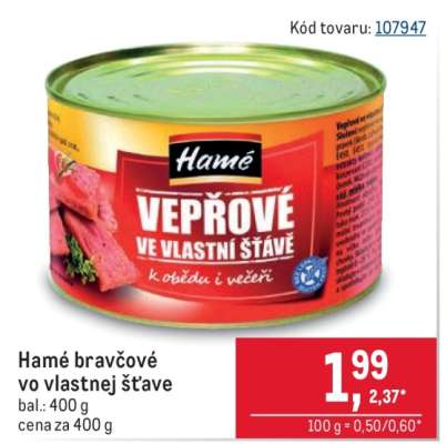 Hamé bravčové vo vlastnej šťave