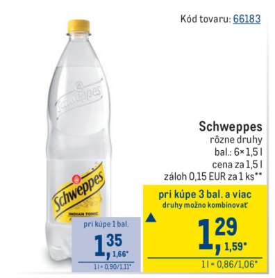 Schweppes rôzne druhy