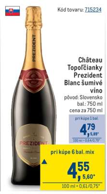 Château Topoľčianky Prezident Blanc šumivé víno