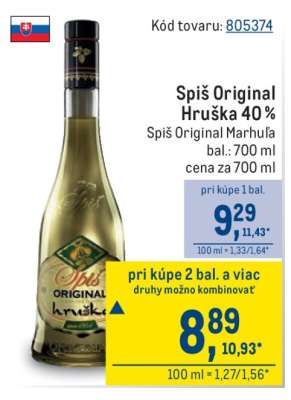 Spiš Original Hruška 40 %