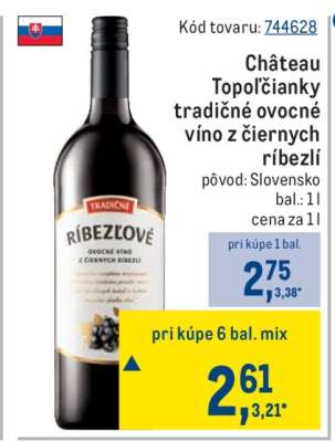 Château Topoľčianky tradičné ovocné víno z čiernych ríbezlí