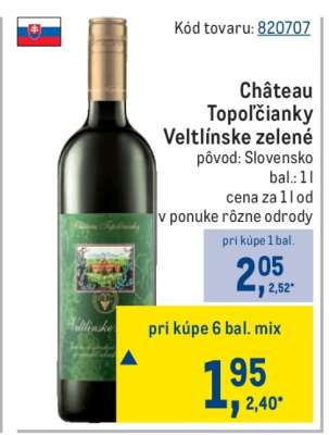 Château Topoľčianky Veltlínske zelené