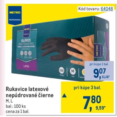 Rukavice latexové nepúdrované čierne