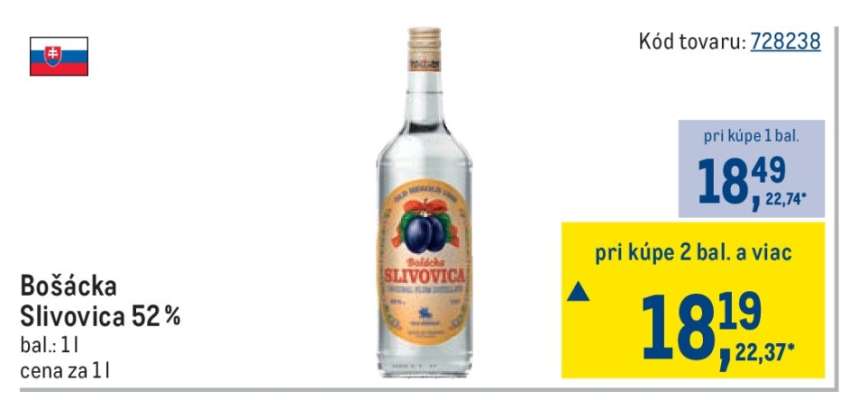 Bošácka Slivovica 52 %