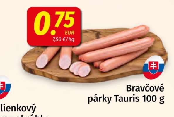 Bravčové párky Tauris 100 g