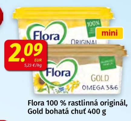Flora 100 % rastlinná originál, Gold bohatá chuť 400 g