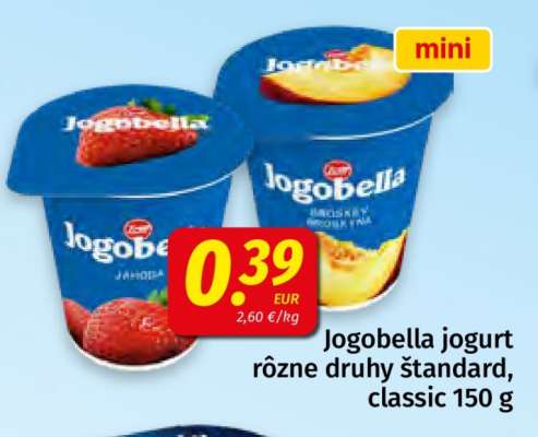 Jogobella jogurt rôzne druhy štandard, classic 150 g