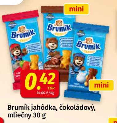 Brumík jahôdka, čokoládový, mliečny 30 g