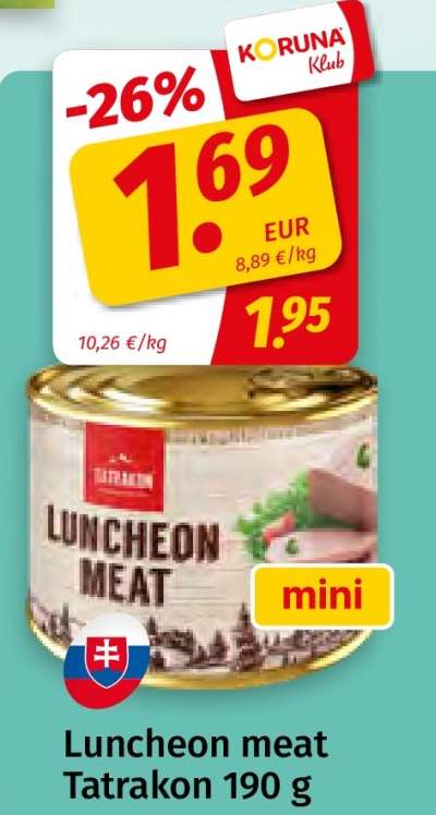 Luncheon meat Tatrakon 190 g