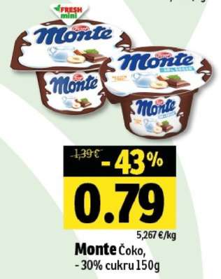 Monte Čoko, -30% cukru 150g