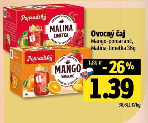 Ovocný čaj Mango-pomaranč, Malina-limetka 36g