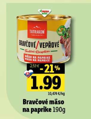 Bravčové mäso na paprike 190g