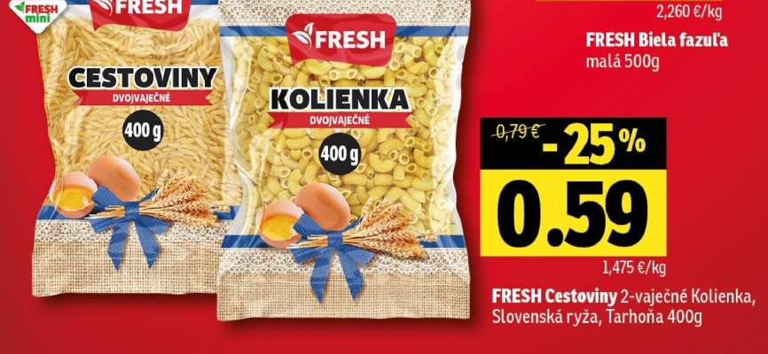 FRESH Cestoviny 2-vaječné Kolienka, Slovenská ryža, Tarhoňa 400g