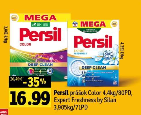 Persil prášok Color 4,4kg/80PD, Expert Freshness by Silan 3,905kg/71PD