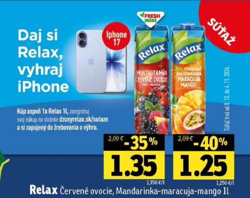 Relax Červené ovocie, Mandarinka-maracuja-mango 1L