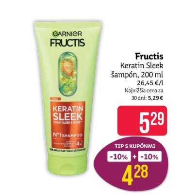 Fructis Keratin Sleek šampón, 200 ml