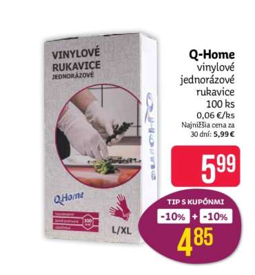 Q-Home vinylové jednorázové rukavice
