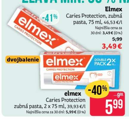 elmex Caries Protection zubná pasta, 2 x 75 ml