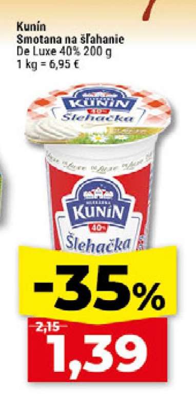 Kunín Smotana na šľahanie de Luxe 40% 200 g