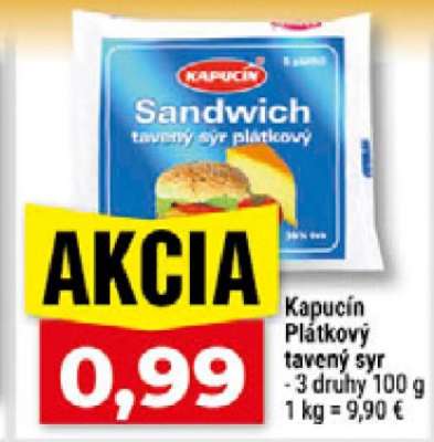 Kapucín Plátkový tavený syr