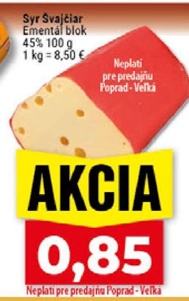 Syr Švajčiar ementál blok