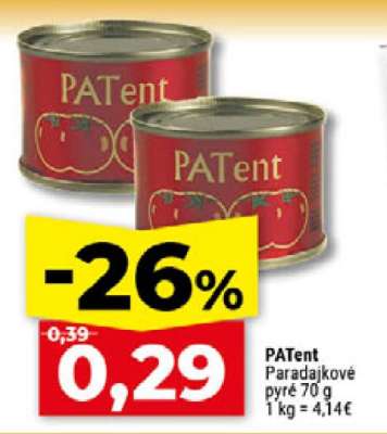 Patent Paradajkové pyré 70 g
