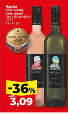 Matyšák Víno červené, biele, ružové