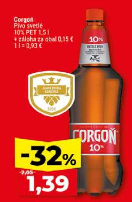 Corgoň Pivo svetlé 10% PET 1,5 l