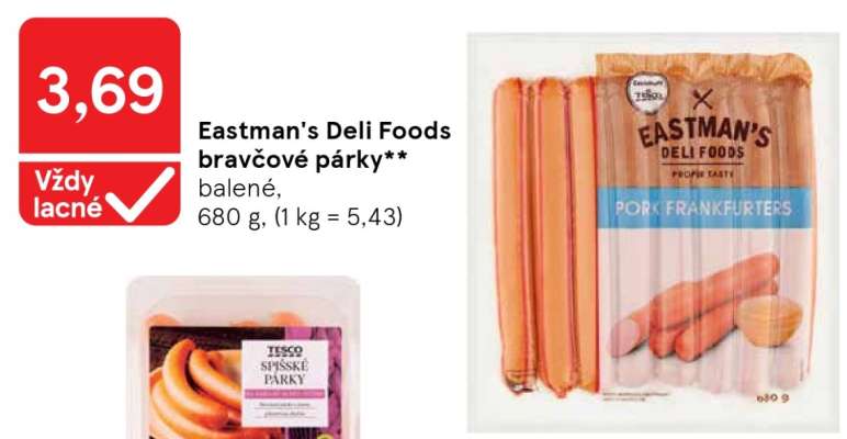 Eastman's Deli Foods bravčové párky**