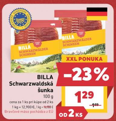 BILLA Schwarzwaldská šunka 100 g