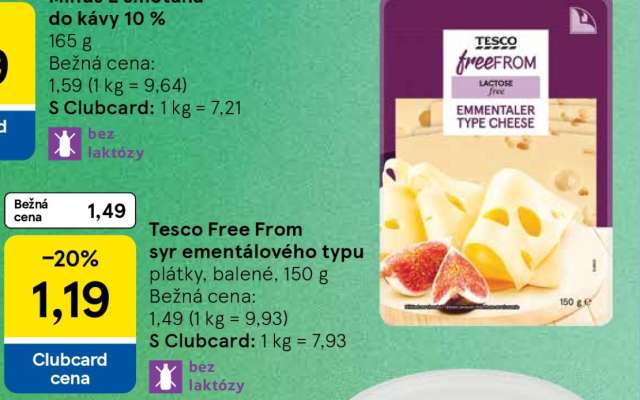 Tesco Free From sýr ementálového typu