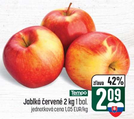 Jablká červené 2 kg 1 bal.