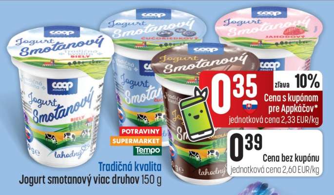 Jogurt smotanový viac druhov 150 g