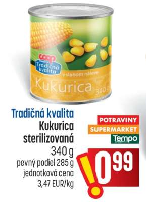 Tradičná kvalita Kukurica sterilizovaná