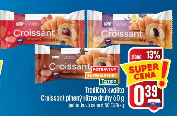 Croissant plněný různé druhy
