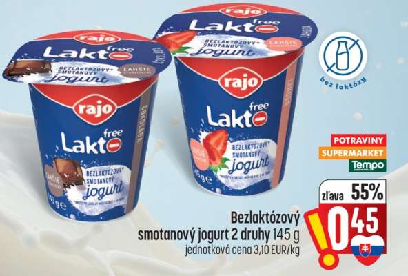 Bezlaktózový smotanový jogurt