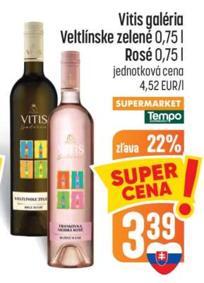 Vitis galéria Veltlínske zelené 0,75 l Rosé 0,75 l