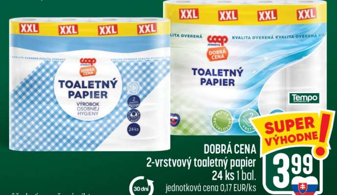 DOBRÁ CENA 2-vrstvový toaletný papier