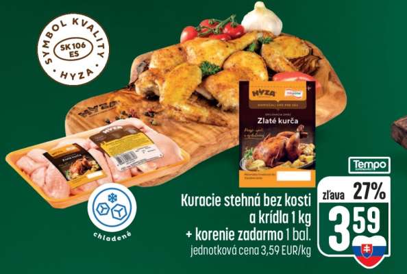 Kuracie stehná bez kosti a krídla 1 kg