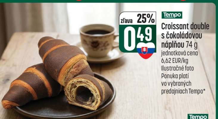 Croissant double s čokoládovou náplňou 74 g