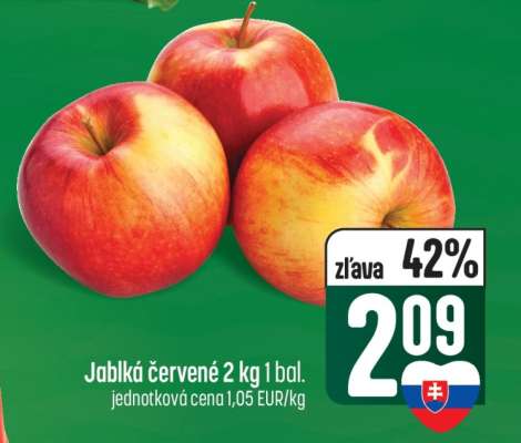 Jablká červené 2 kg 1 bal.