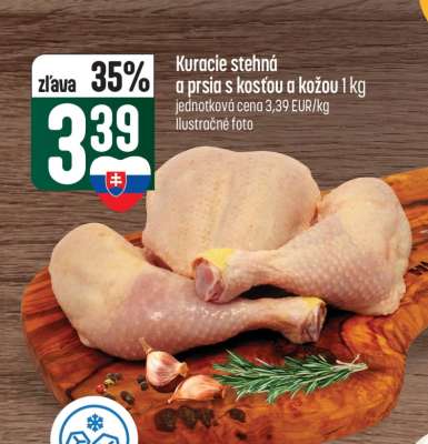 Kuracie stehná a prsia s kosťou a kožou 1 kg
