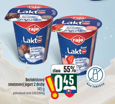 Bezlaktózový smotanový jogurt 2 druhy