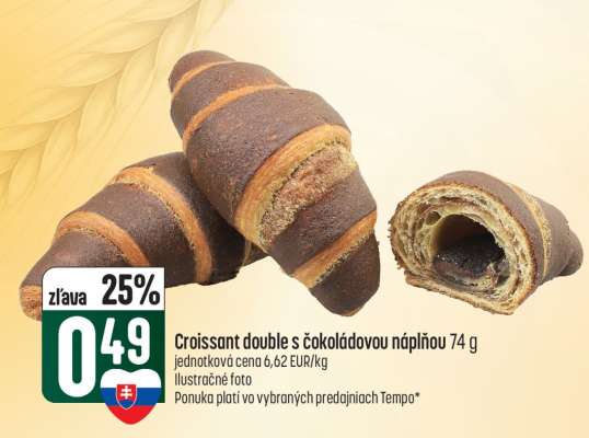 Croissant double s čokoládovou náplňou 74 g